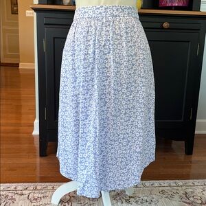 J. Crew Blue and White Floral Midi Skirt
